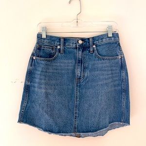 Madewell denim dolphin-hem mini skirt